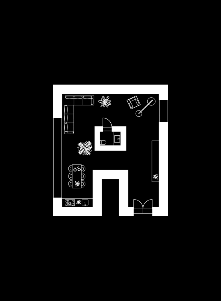 Forma wechselnde Grundriss als GIF auf schwarzem Hintergrund — Grafikdesign Architektur Berlin, visuelle Identität entwickeln, Freelance Grafikdesignerin Berlin,