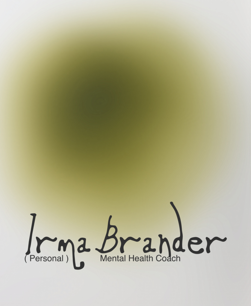 Verschwommene olivgrüne Kreisform mit Irma Brander Logoschrift — visuelle Identität entwickeln für Lifestyle-Marke, Logo & Markenauftritt Berlin, Grafikdesignerin Berlin
