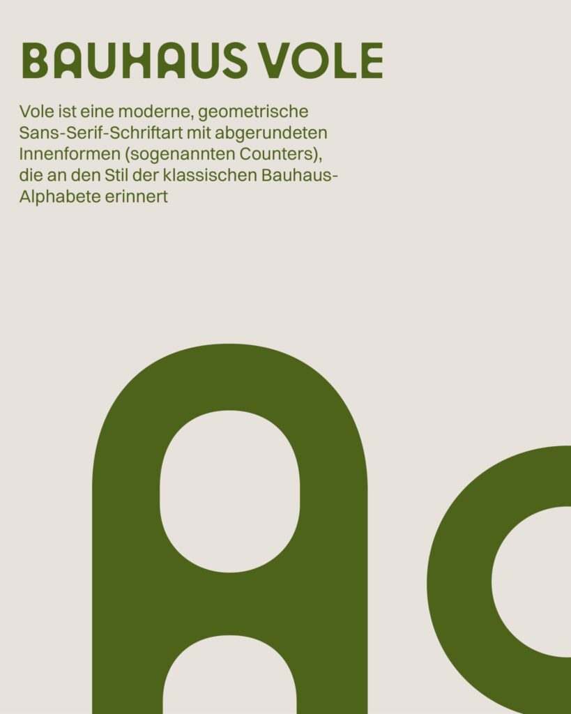 Nordau Hausschrift Bauhaus Vole in Olivgrün mit großem A, Logo & Branding für ein Hotel